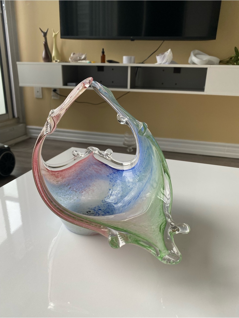 Vintage Murano Art Glass Basket – Italian Handblown Elegance
